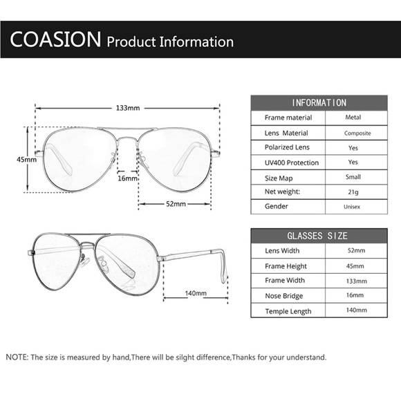 Junior Polarized Aviator Sunglasses NIB - Picture 5 of 5